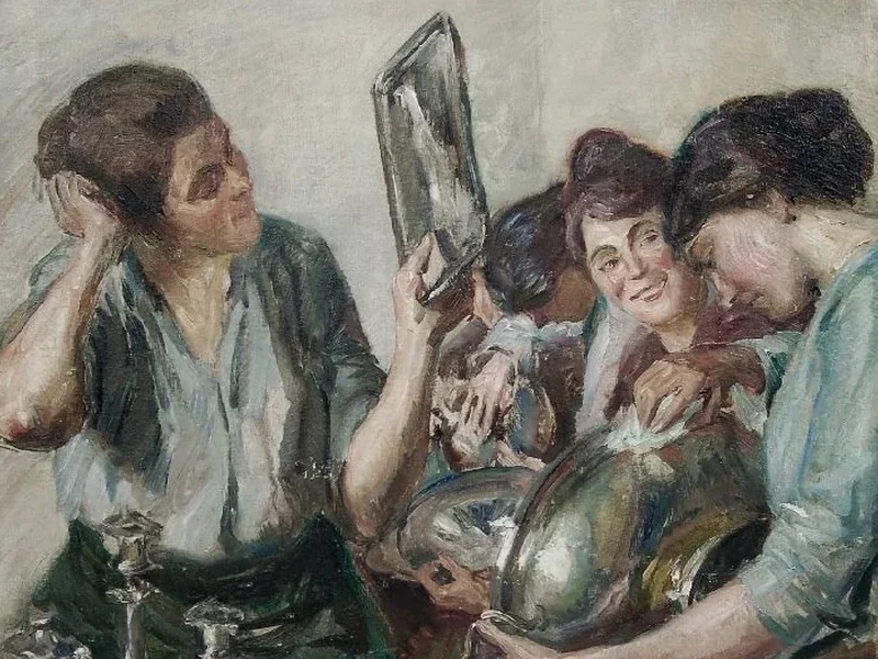 1884-Fritz Stotz - Ragazza che lucida l'argento, 1919
